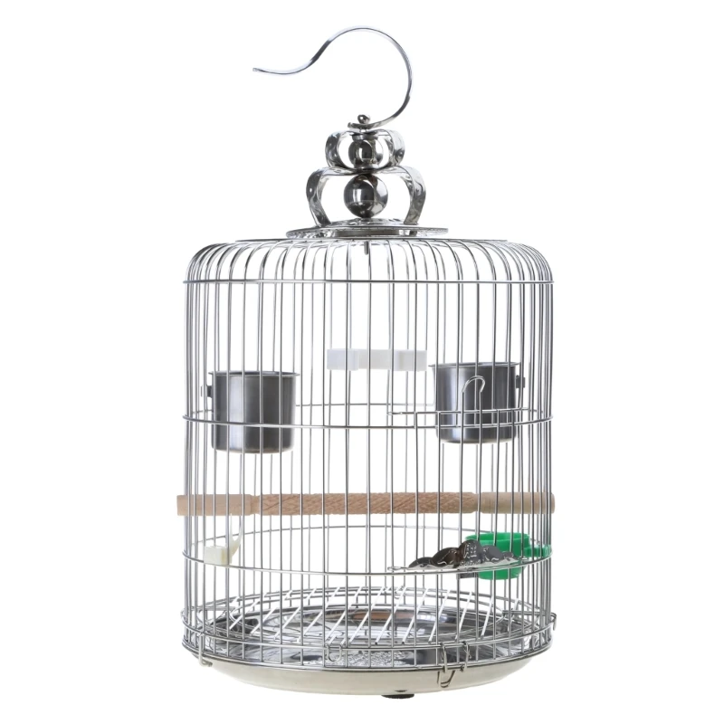 

Small Stainless Steel Bird Cage Rust Resistant Metal Carriers for Parrots with 3Pcs Perch Stand and 2Pcs Bowls