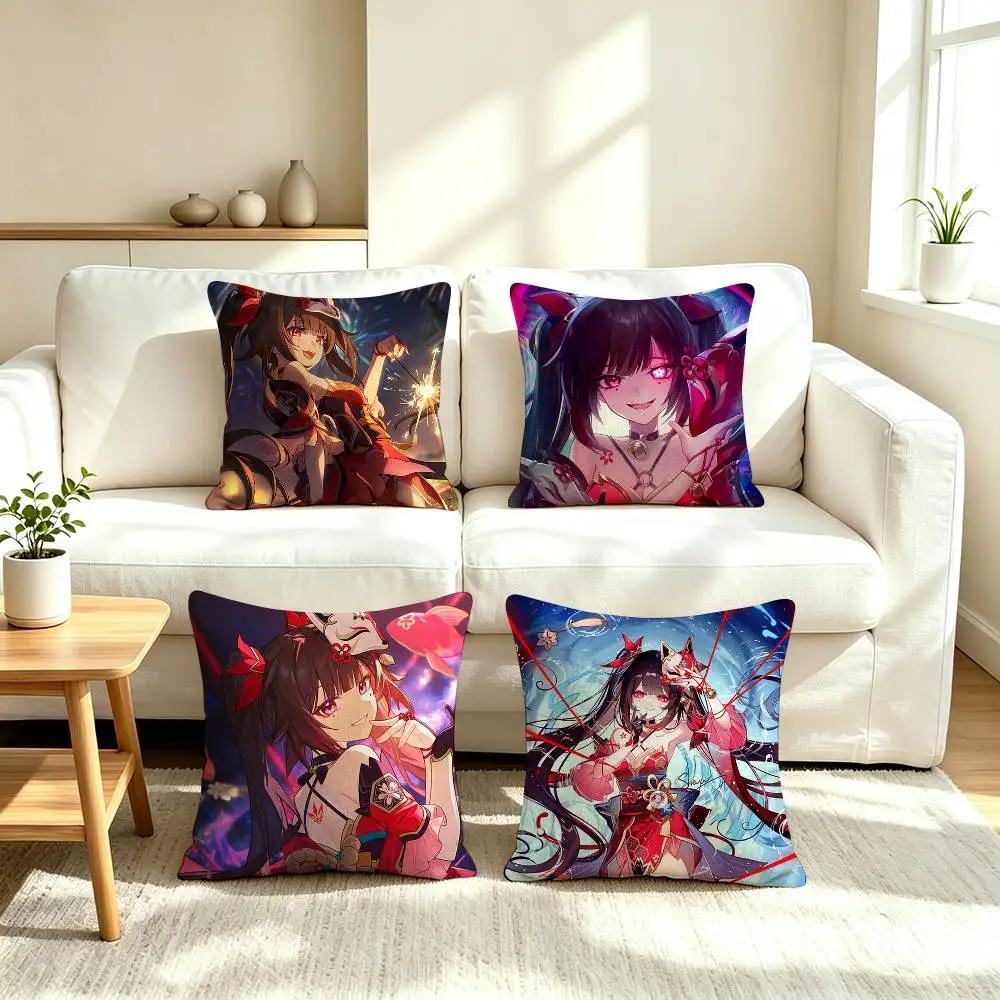 H-HSR Sparkle Honkai Star Rail  Square Double-Sided printed Pillow Case Bedroom Bedside Pillow Sofa Cushion Cover