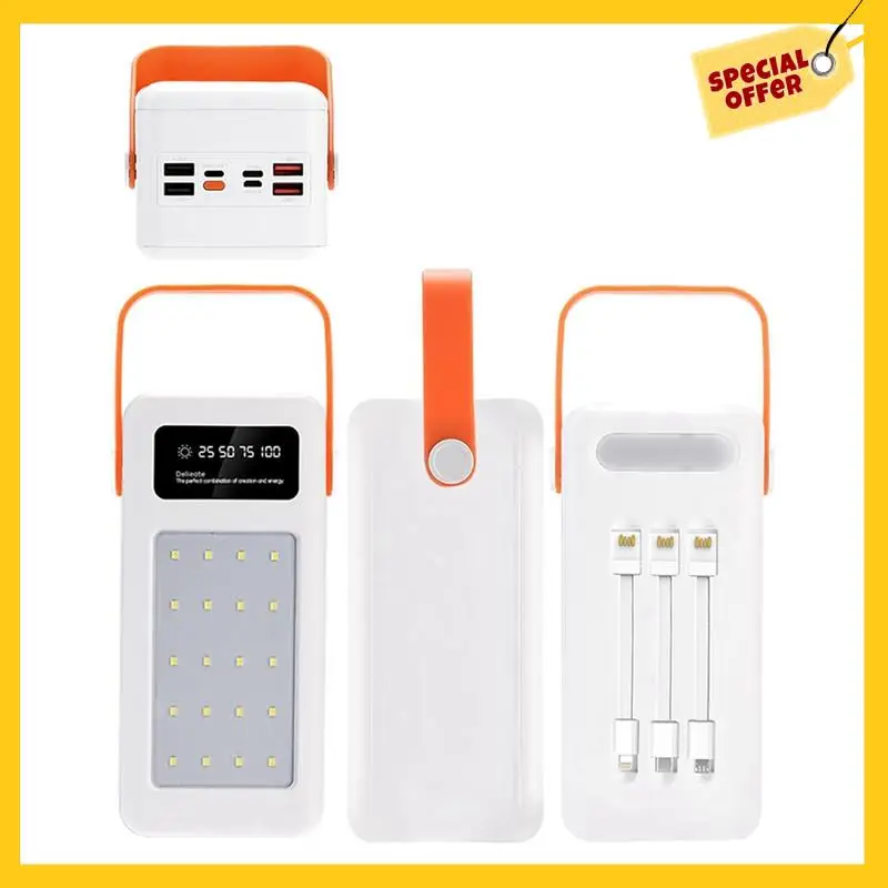 

ABDE-35-Slot 18650 Battery Housing Case With LED Flashlight For Outdoor Adventures 22.5W PD QC3.0 USB Charger(No Battery )