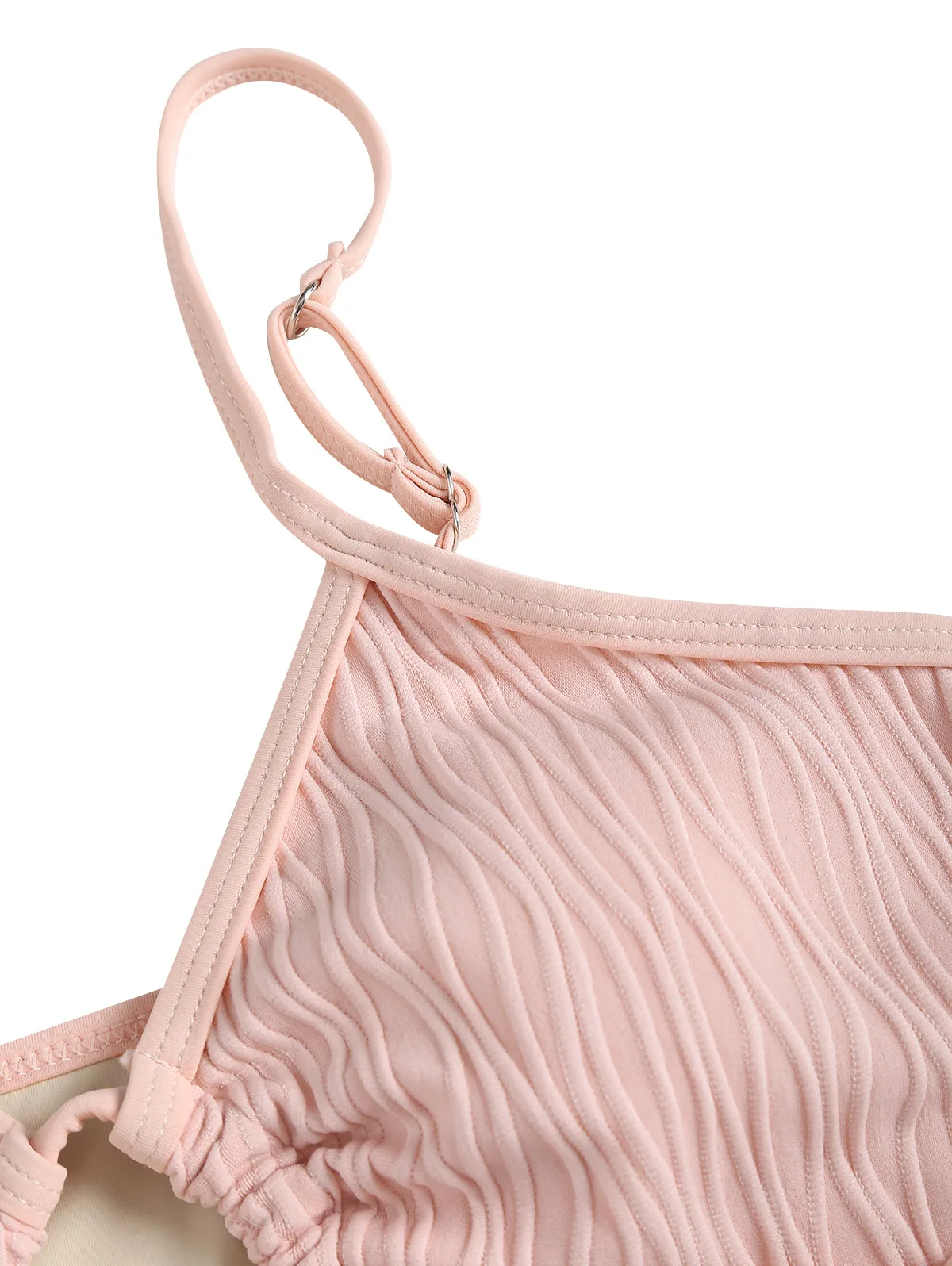Damski top tankini ZAFUL w jednolitym kolorze z teksturowanym sznurkiem i wiązaniem na ramiączkach