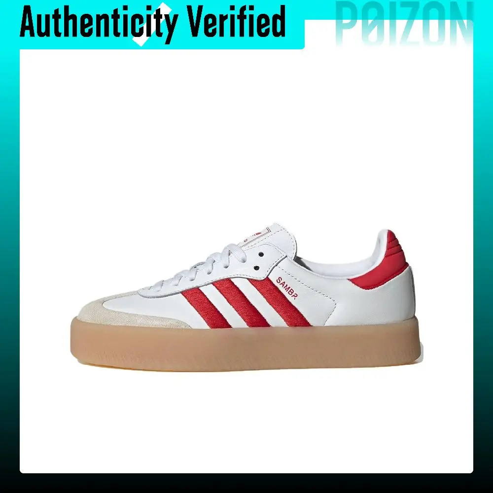 Adidas Originals SAMBAE W Low top Skateboard Shoes Women's White Red ID0438