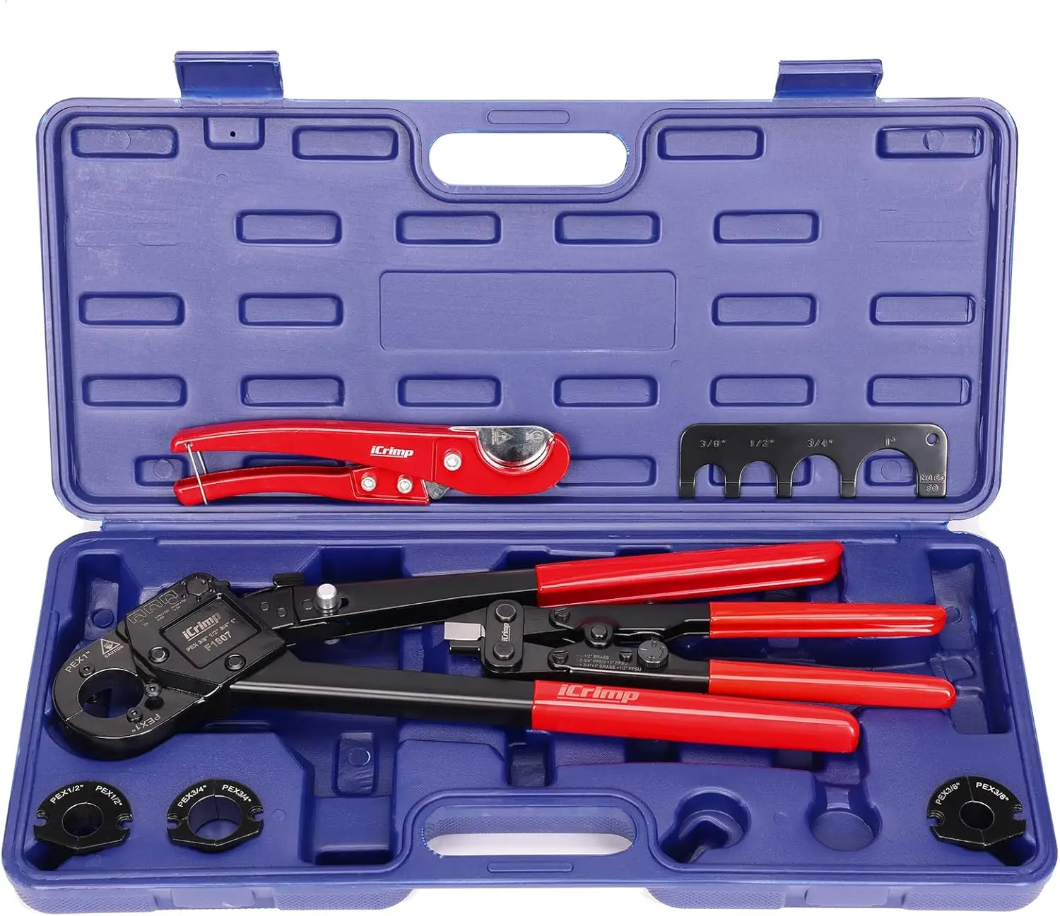 

Copper Ring Crimping Tool Kit for 3/8,1/2,3/4,1-inch- Free Removal Tool Pex Pipe Cutter Gauge- For All US F1807 Standards