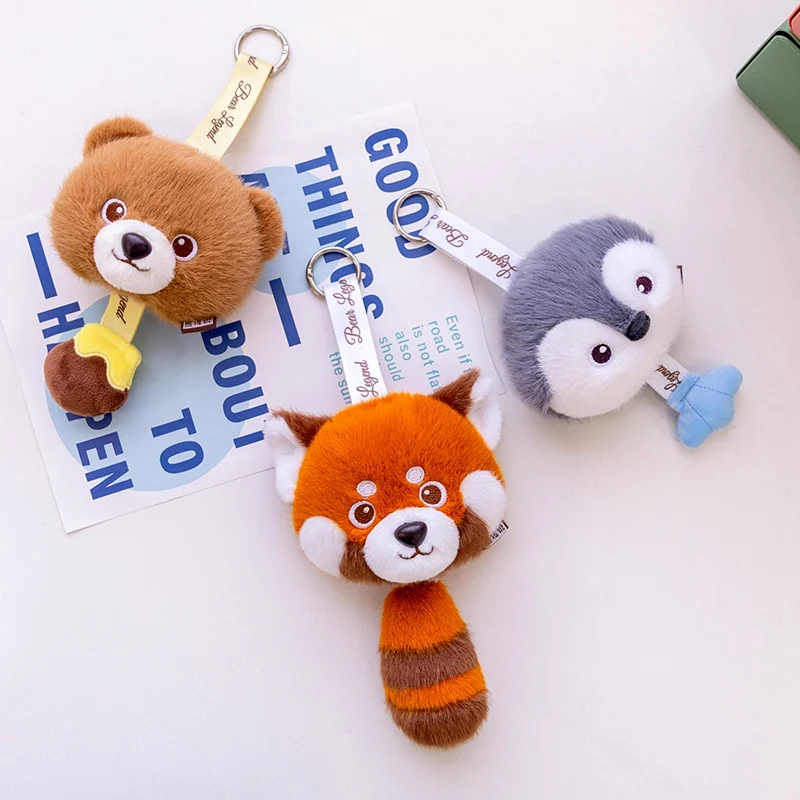 10cm Cute Cartoon Animal Coin Purse Kawaii  Little Bear Penguin Red Panda Dachshund Plush Pendant Kid Birthday Gift