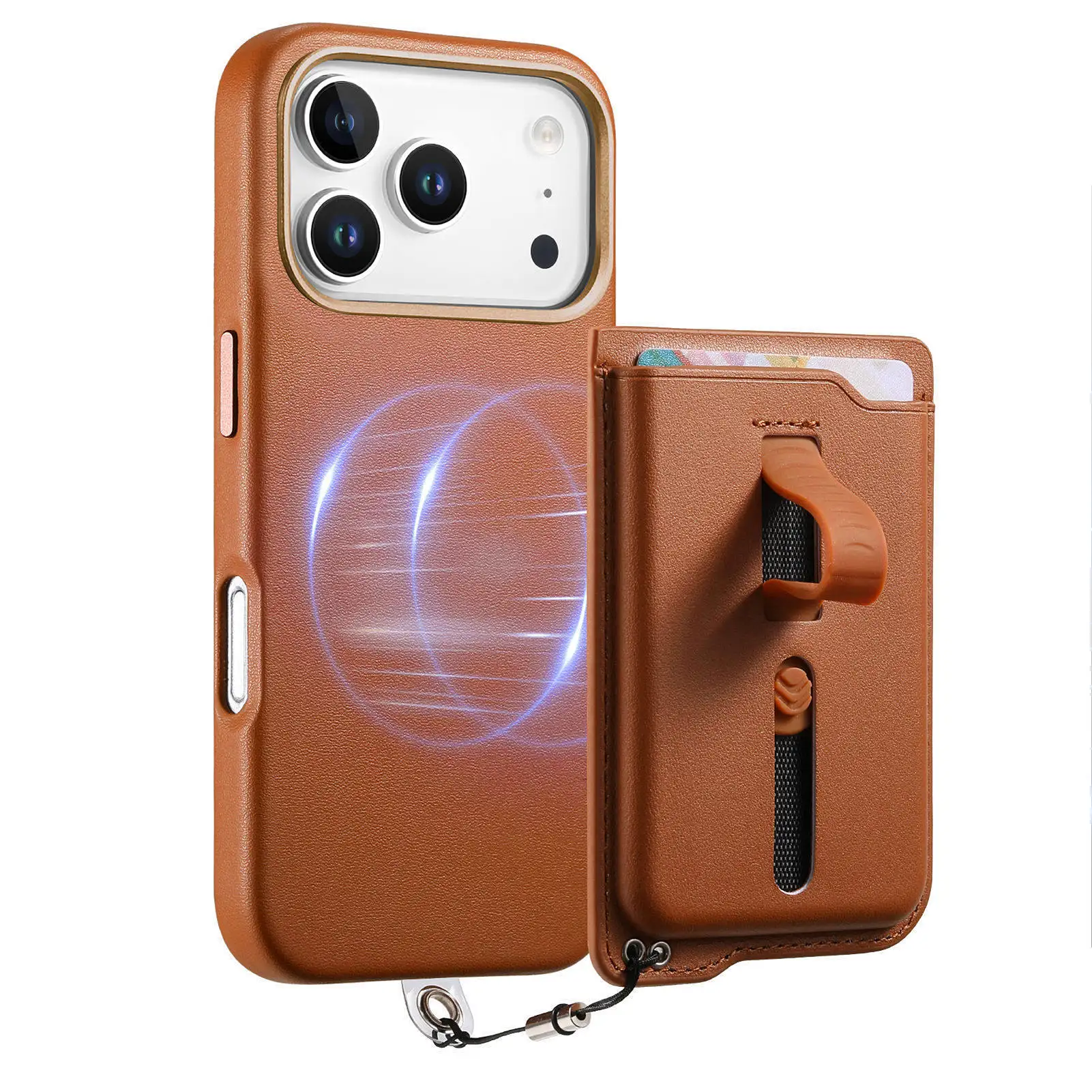 2 في 1 محفظة جلدية مغناطيسية قابلة للفصل حافظة سولت لهاتف آيفون 17 برو ماكس 16 بلس 15 14 13 12 غطاء حقيبة معصمه منزلق