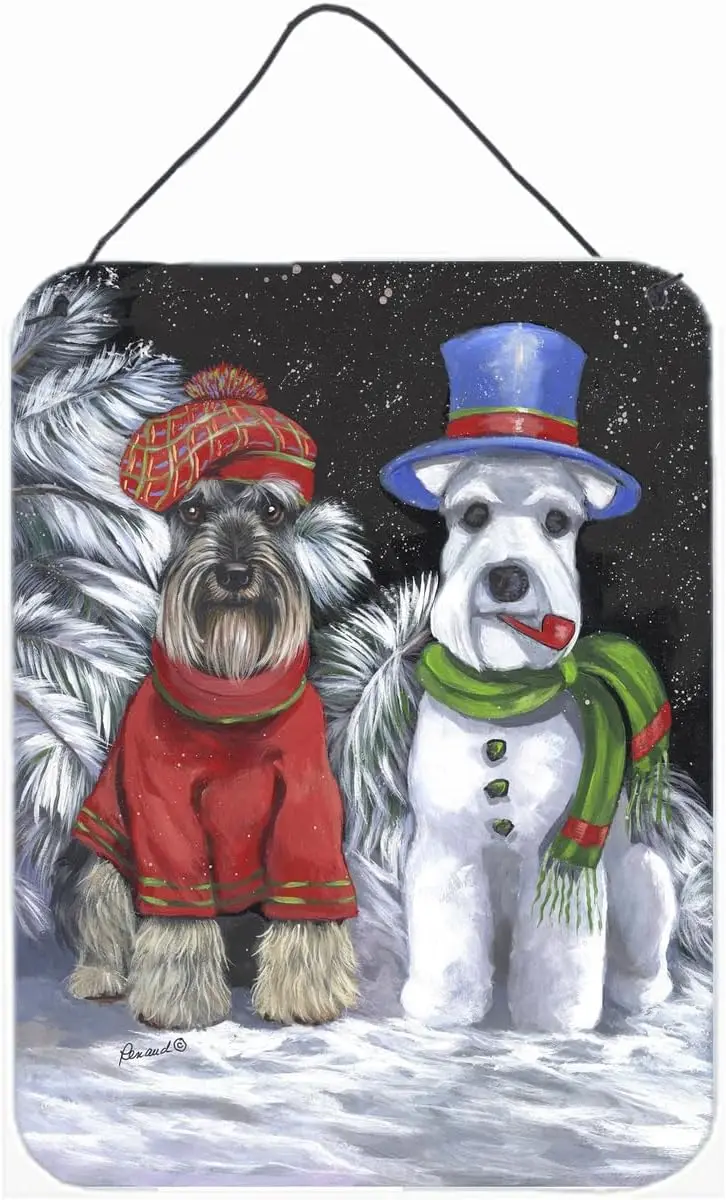 Y1,Carolines Treasures PPP3165DS1216 Schnauzer Christmas Snow Dog Wall or Door Hanging Prints Aluminum Metal Sign Kitchen Bar