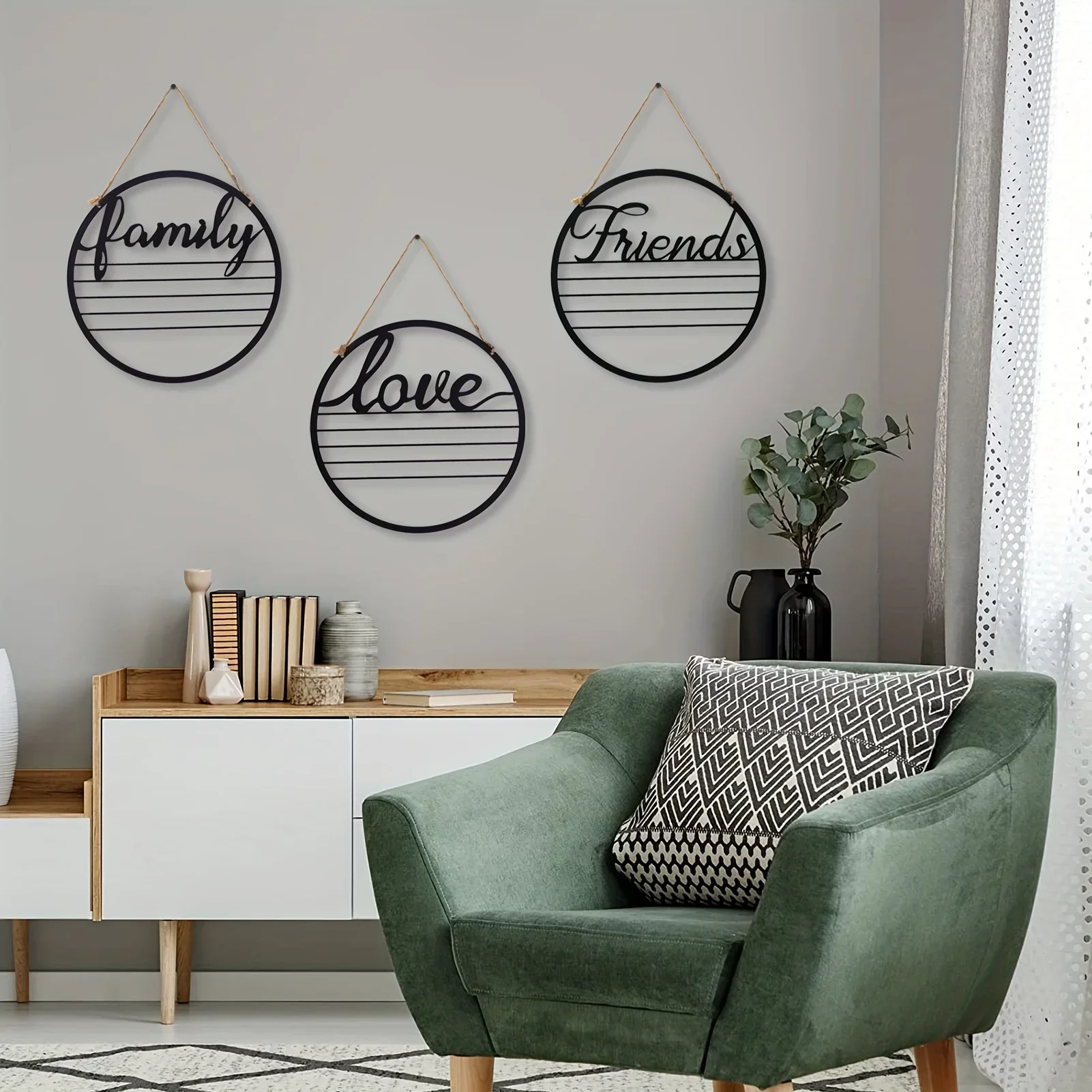 CIFBUY Decoration Family Love Friends Metal Letters Wall Art - Minimalist Wall Hanging Home Sculpture Kitchen Bathroom Halloween