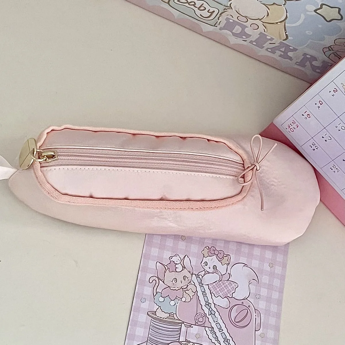 Ballet shoes creative design girl heart makeup bag female stationery storage student pencil case