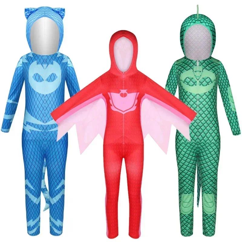 HN8 Cartoon Masked Man Product little hero Owlette girl baby PJ cosplay game masked kids Halloween Owlette Bo)4Dc