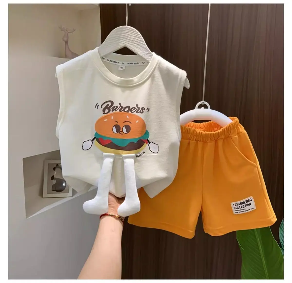 Kinderkleding Set Koreaanse Stijl Jongens En Meisjes Korte Mouw Wafler Pak Mousseline Baby Casual Kids Eenvoudig Effen Kleur Tweedelig