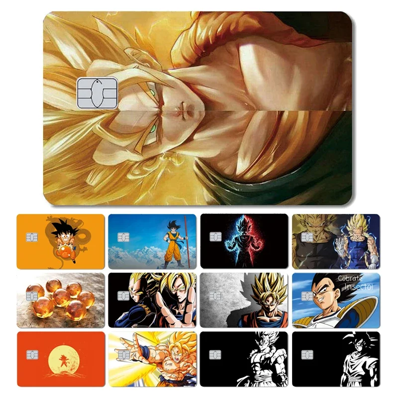 Dragon Ball Goku Vegeta Super Saiyan Anime Large Small Chip Matte Cover Sticker Film Skin for Debit Credit Card