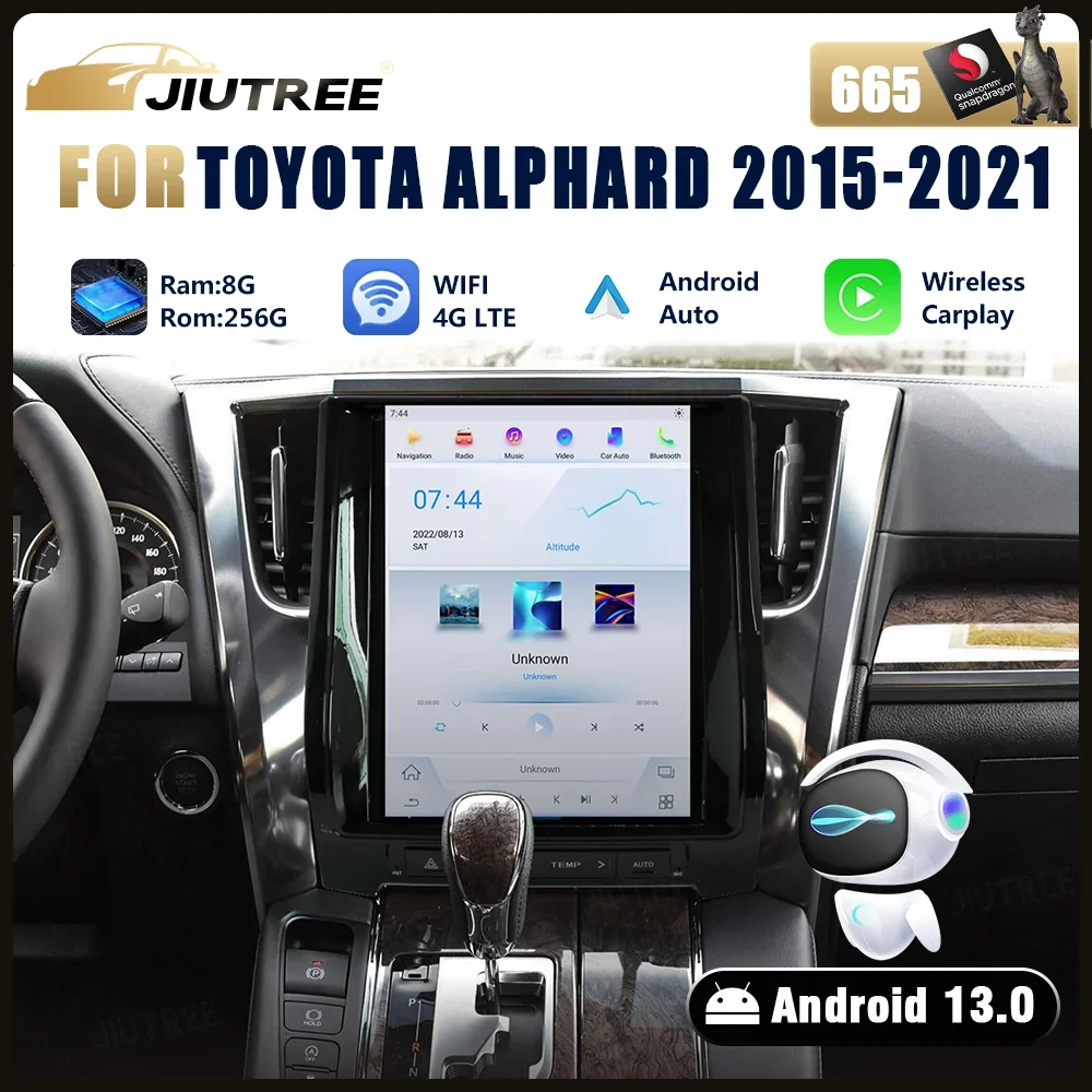 12.1 Inch For Toyota Alphard 30 2015-2021 Car Multimedia Player GPS Navigation Radio Stereo 8Core Android 13 8+128G Carplay 4G