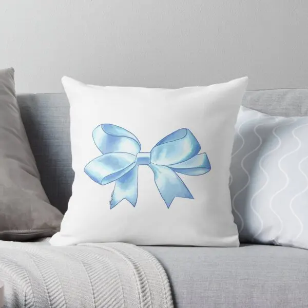 Blue Coquette Bow Preppy  Printing Throw Pillow Cover Sofa Anime Decorative Car Throw Fashion Home Pillows not include One Side