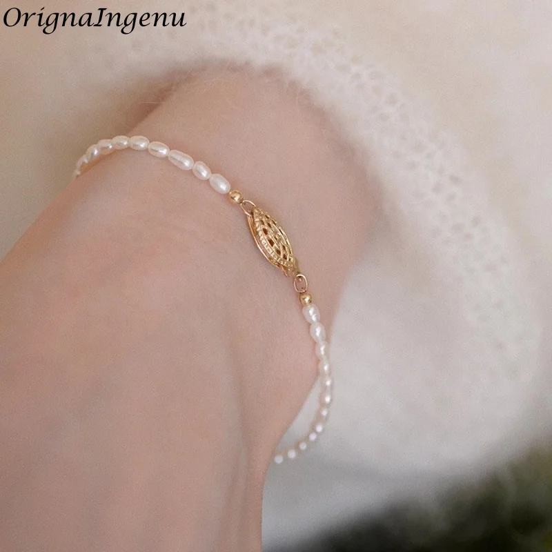 

14K Gold Filled Natural Organic Tiny Pearl Bracelet HandmadeExquisite Bracelet Tarnish Resistant Jewelry for Women