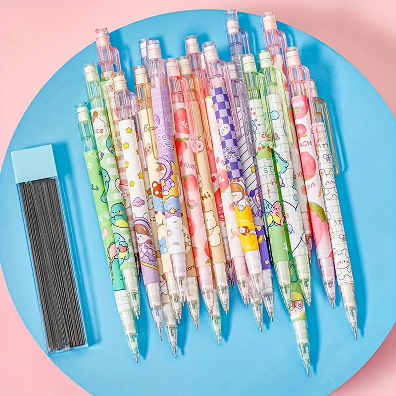 8pcs, Cartoon Automatic Pencil and 0.5mm Pencil Core,Mechanical Pencil ,  Writing Smoothly Without Dirtying Hands