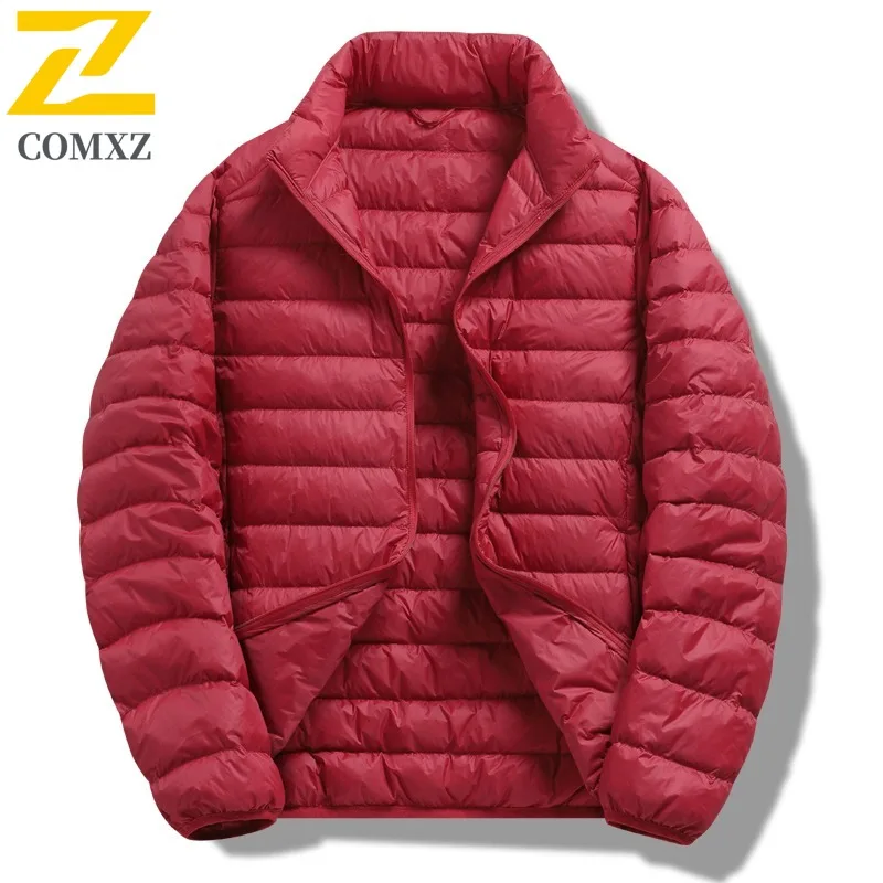 COMXZ Men's Down Jacket New Solid Color Ski Trip Warm Street Look Puffer Jacket Snow Adventure Minimalist Design Winter Jacket