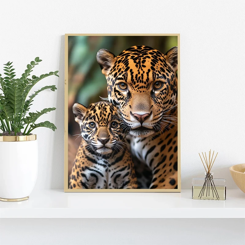 Animal Family Photo Poster Wolf Tiger Zebra Cheetah Lion Horse Canvas Painting Print Wall Art Picture for Living Room Home Decor