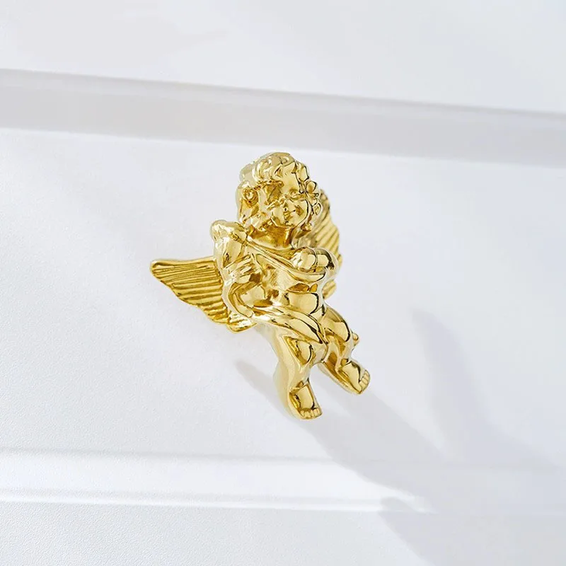 Modern Minimalist Chrome Cabinet Handle Single Hole Golden Door Pull for Wardrobe Shoe Cabinet
