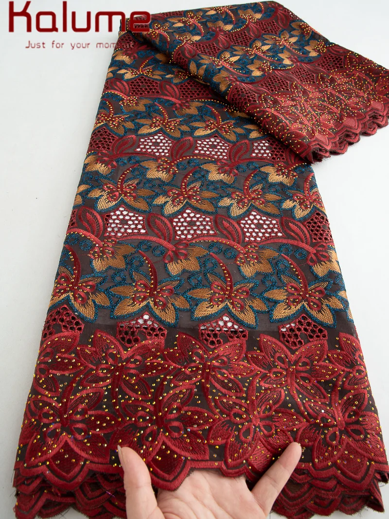 

Kalume 2025 African Swiss Voile Lace Fabric Embroidery African Cotton Lace Fabric Flower Nigeran Lace for Sewing Party F4408