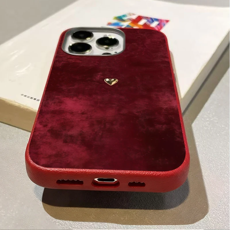 Goldene Herzmuster Burgunderrote TPU-Handyhülle für iPhone 17 16 11 13 12 14 15 Pro Max XS X XR 7 8 Plus 16E 16 17 Pro Soft Cover