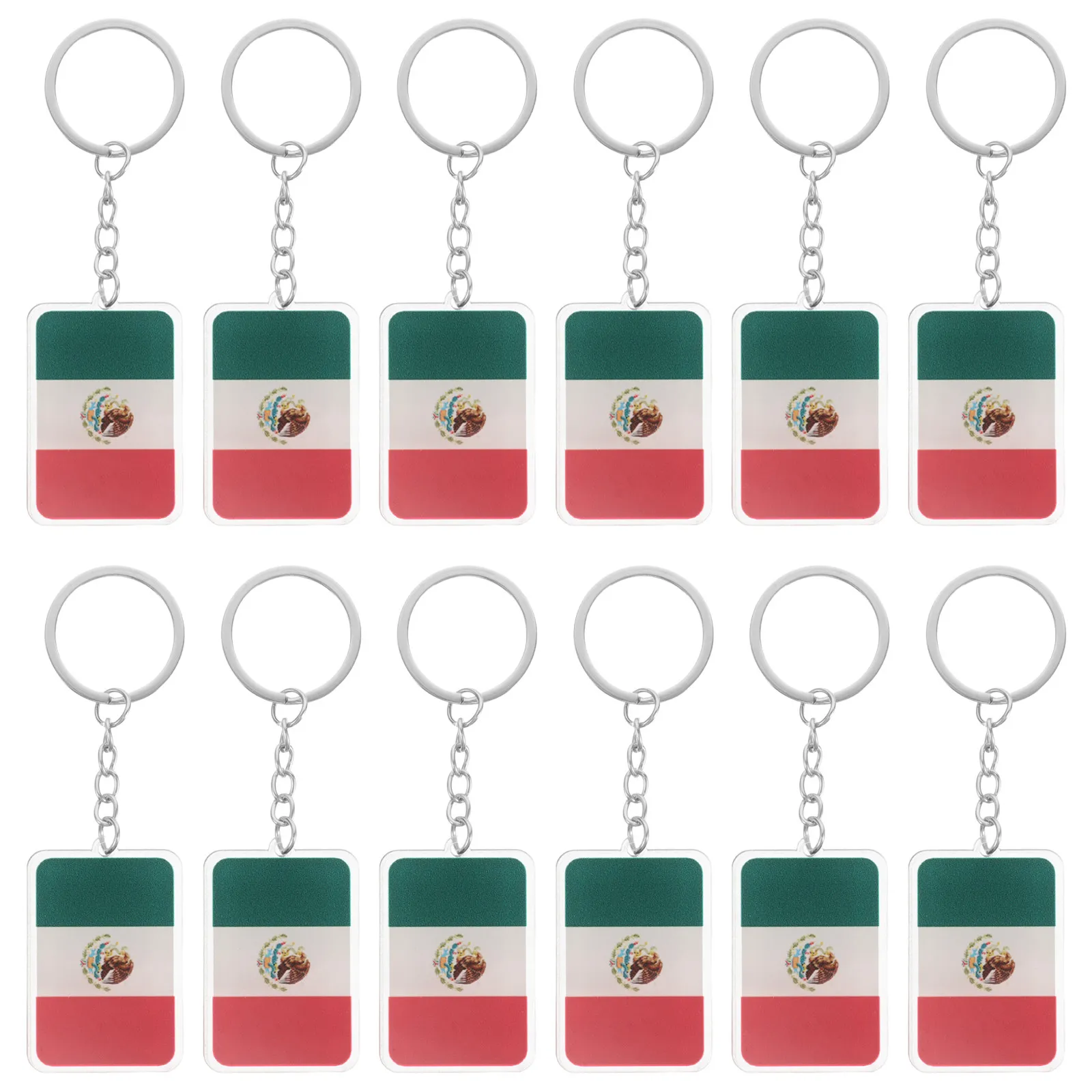 Mexico Flag Soccer Keychains 12 Piece Acrylic Football Souvenir Keyrings for Backpack Purse Fan Decor