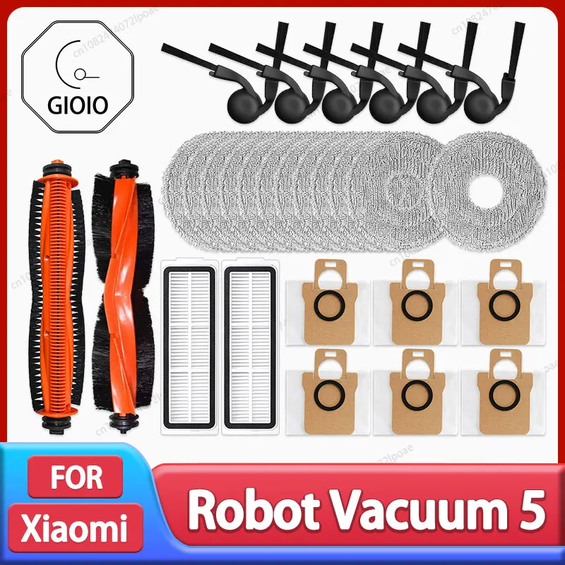 ل Xiaomi روبوت فراغ 5 / OV31GL نظافة الملحقات الرئيسية فرشاة الجانب فرشاة فلتر Hepa ممسحة القماش كيس لجميع الغبار قطع الغيار