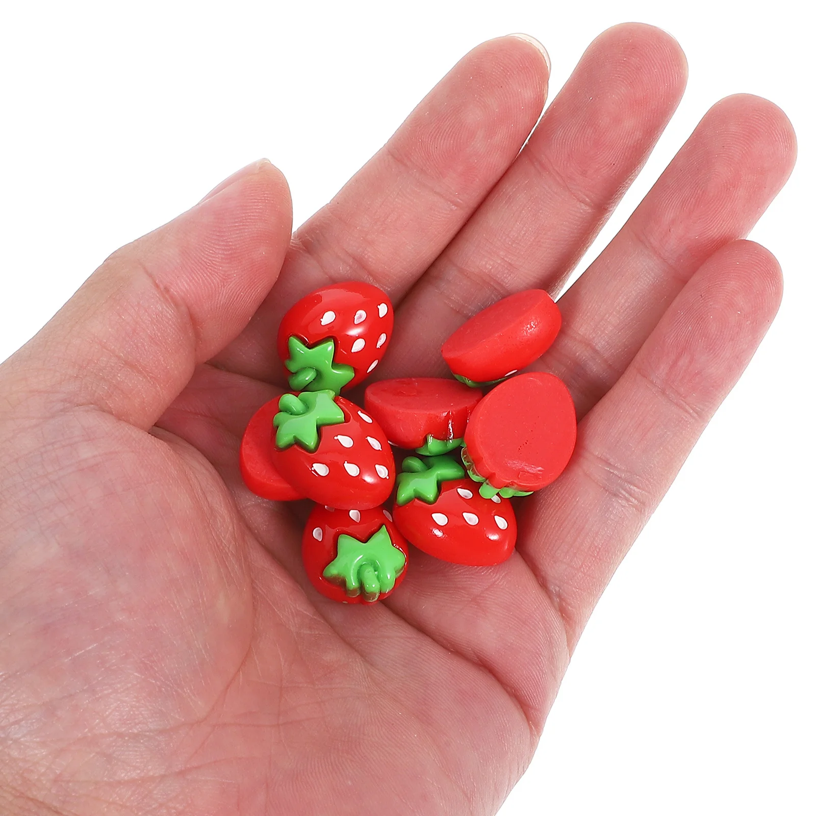 

50Pcs Mini Resin Strawberry Flatback Charms Realistic Fruit Beads for DIY Jewelry Hair Clips Phone Case Craft Scrapbooking