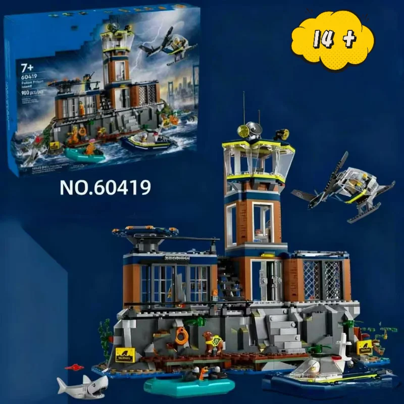 متوفر مدينة تناسب 60419 جزيرة سجن البحر اللبنات نموذج الطوب الشرطة قارب سريع MOC لعبة للأطفال عيد الميلاد هدية عيد ميلاد