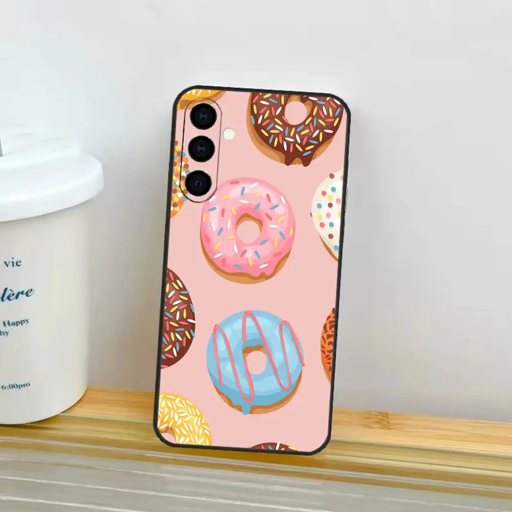 เคสโทรศัพท์โดนัทขนมหวานสำหรับ Samsung Galaxy A91,80,73,72,71,53,52,32,31,22,21s,20,เคสสีดำนุ่ม