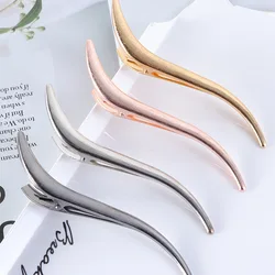 Fashion hair accessories Femininity Brushed metal bobby pin S-shaped curved upside-down Duck Bill clip with all-match pointy tip