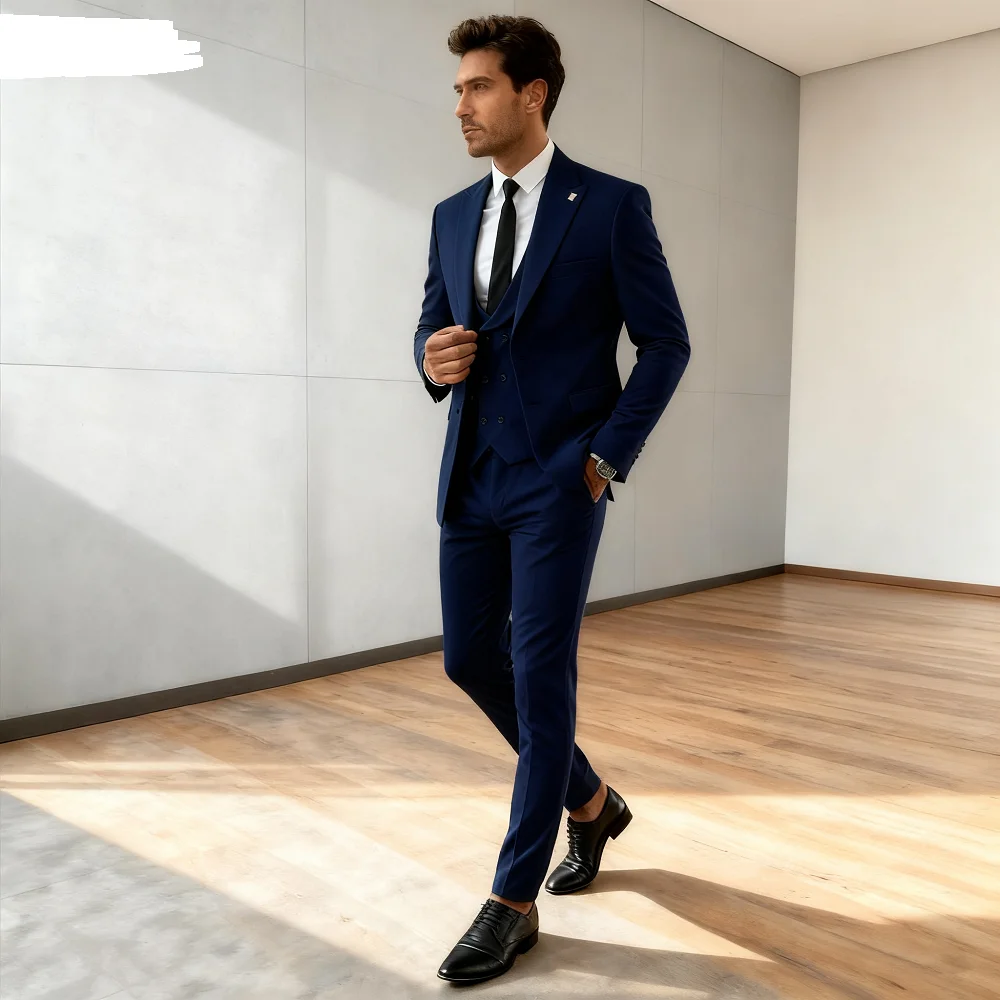 

Men's Slim Fit 3 Piece Terno Bonito Dark Green Wedding Party Suit Jacket Vest Pants Set Male Formal Wear