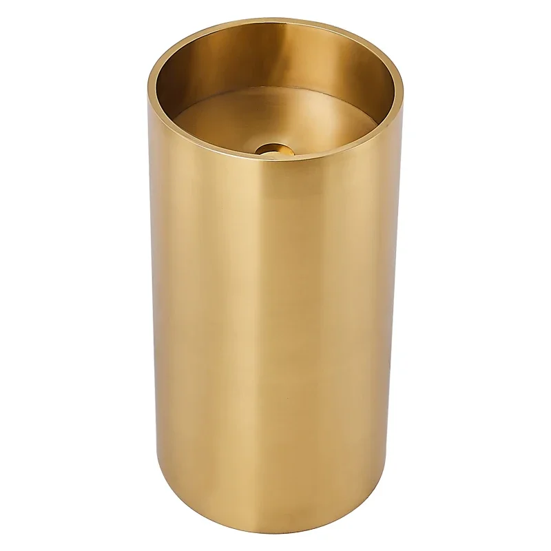 

Gold column basin, 304 stainless steel circular, integrated floor standing washbasin