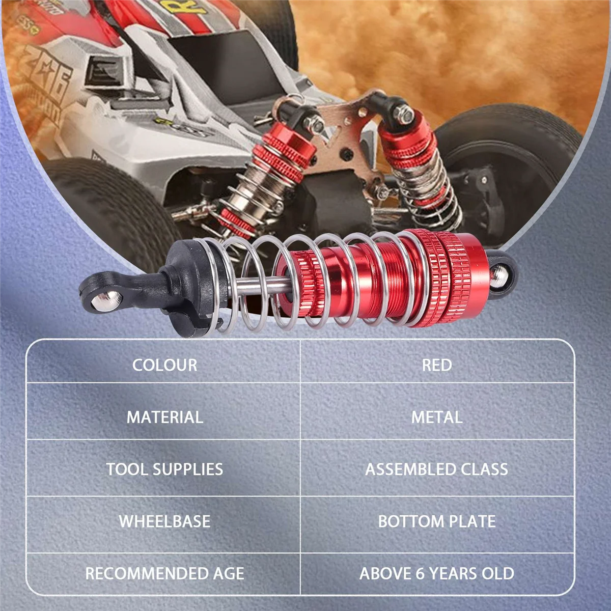 1Pcs Metal Shock Absorber Damper Replacement Accessory for WLtoys 144001 1/14 4WD RC Drift Racing Car Parts,Red