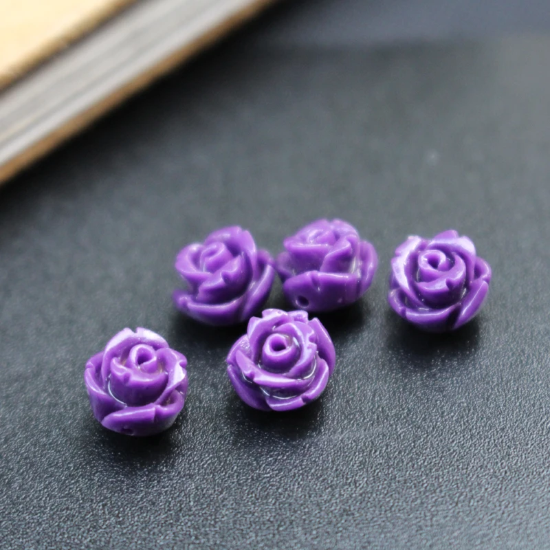 20Pcs 8mm Artificial Coral Rose Beads Flower Bead Multi-Color Red Cabochon Loose Beads Lovely for Jewelry making DIY accessoires