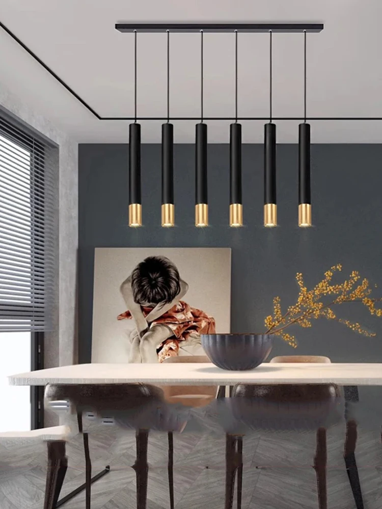

Nordic Style Restaurant Long Pendent Lamp Home Decoration Pendant Light LED Cylindrical Bar Apartment Living Room Chandelier