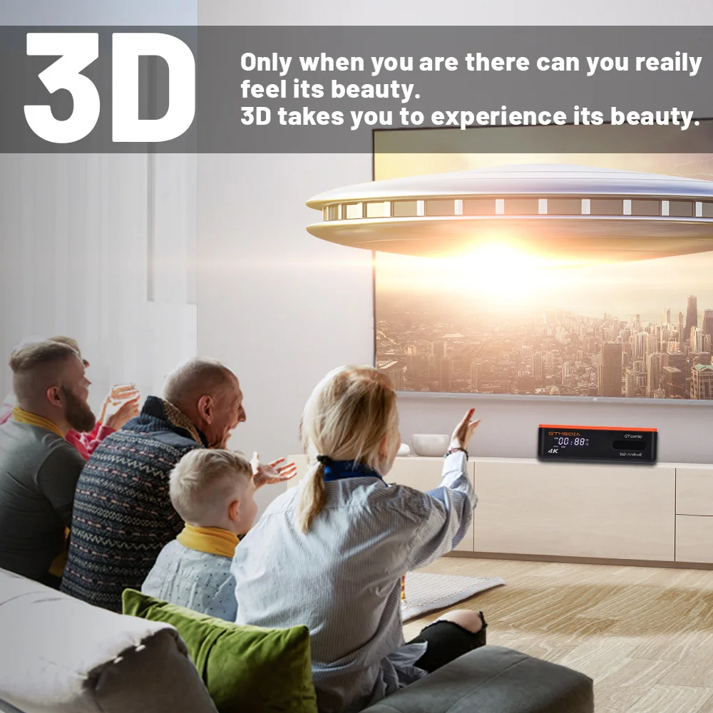 GTMEDIA GT COMBO Android 9.0 TV, pudełko + DVB-S/S2/S2X,DVB + T/T2/C 4K HD wbudowany Wifi 2.4G/5G + BT4.1 obsługuje format wideo M3U 4:2:2