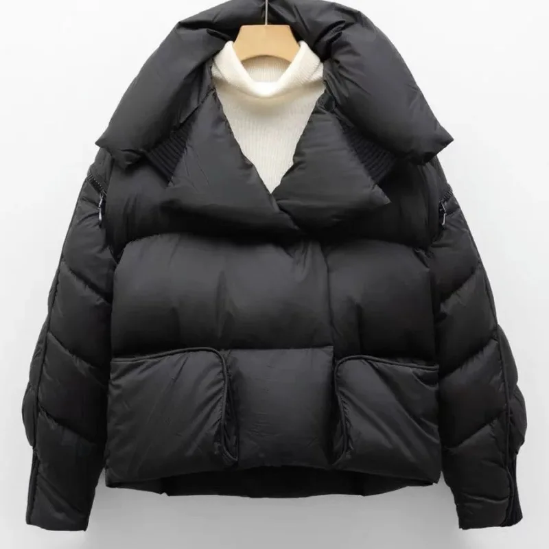 Women's Autumn Winter New Arrivals Puffer Jacket Down Jacket Short Length Thickened High-end White Duck Down Turn-down Collar