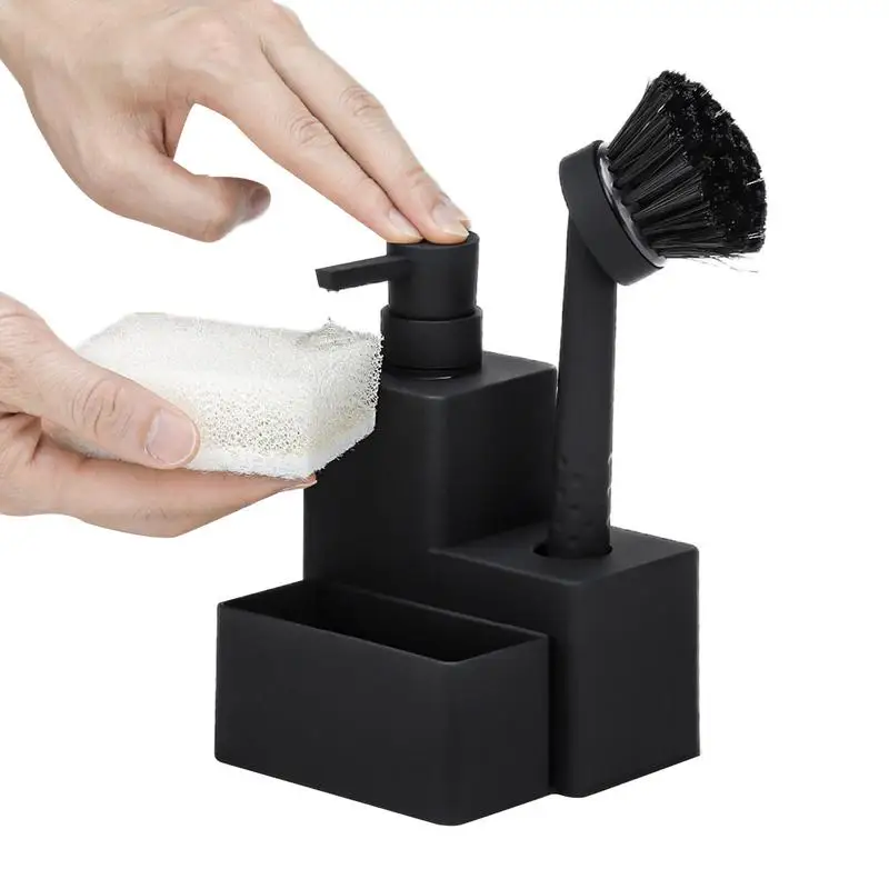 

Kitchen Soap Dispenser With Sponge Holder Kitchen Sink Sponge Soap Organizer For Countertop Space-Saving Storage Organization
