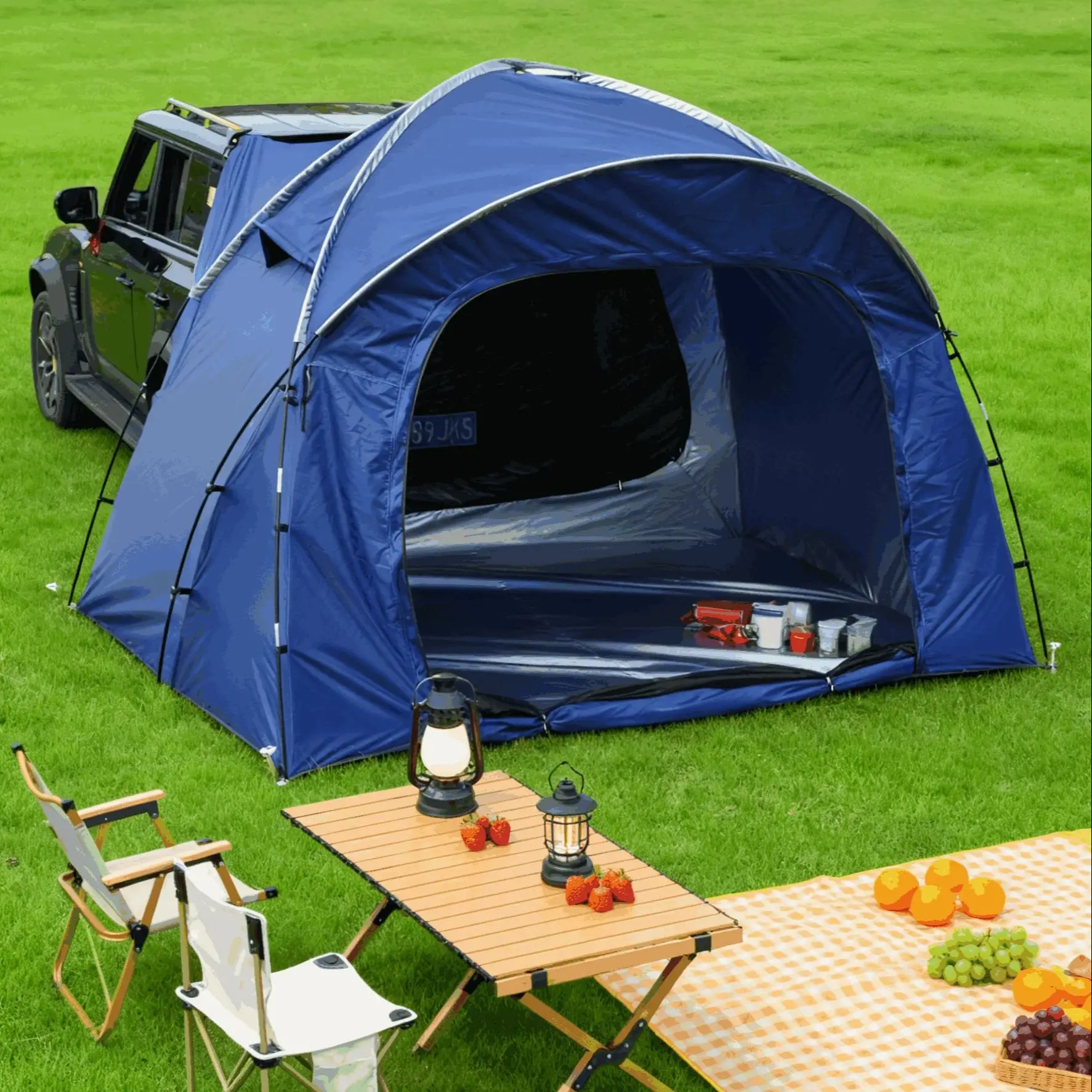 

SUV Car Van Tents for Camping 4-6 People, SUV Attachment Tailgate Tent Waterproof Large Space Easy Set Up 210D Oxford fabric