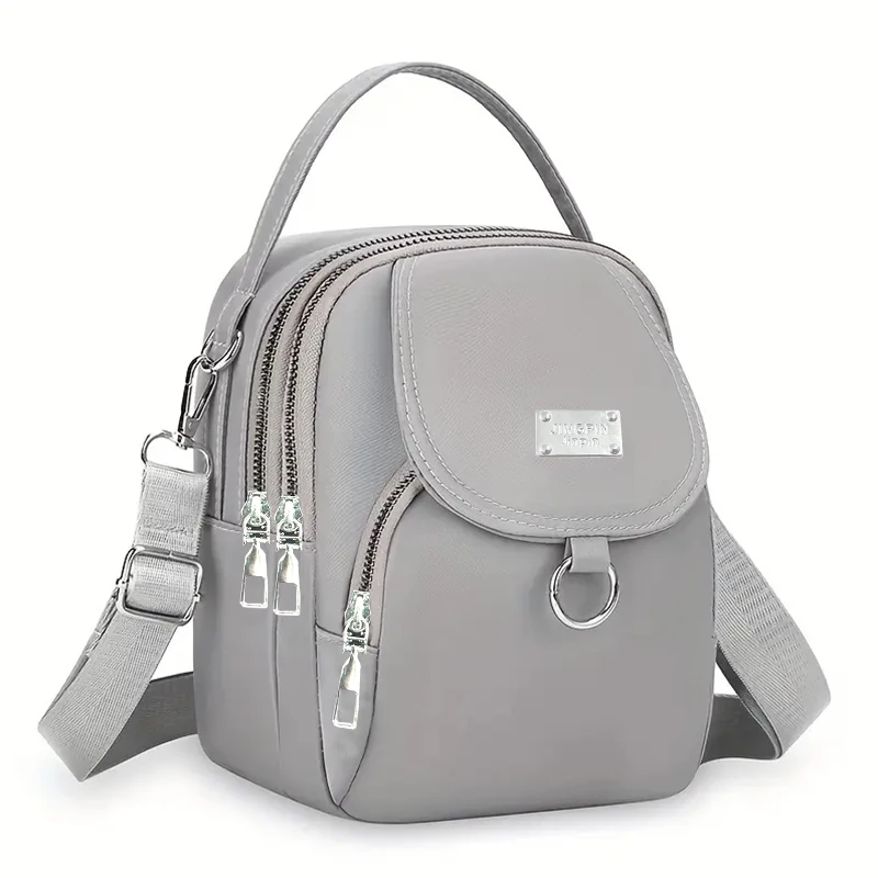 Grace Compact Convertible Crossbody-Rucksack, einfarbige, leichte Nylontasche mit abnehmbarem breitem Schultergurt – Detail 8