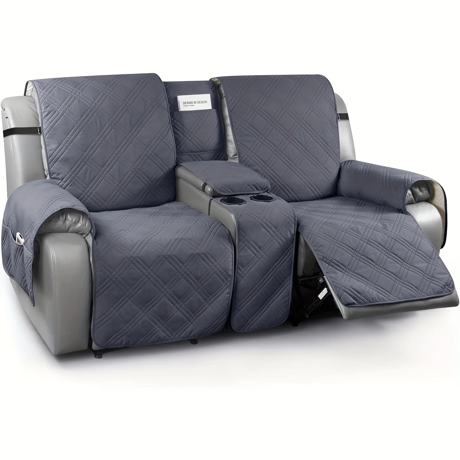 

Recliner Slipcover With Center Console 100% Waterproof Pet Cover For Recliner With Straps For Bedroom Office Home Decor