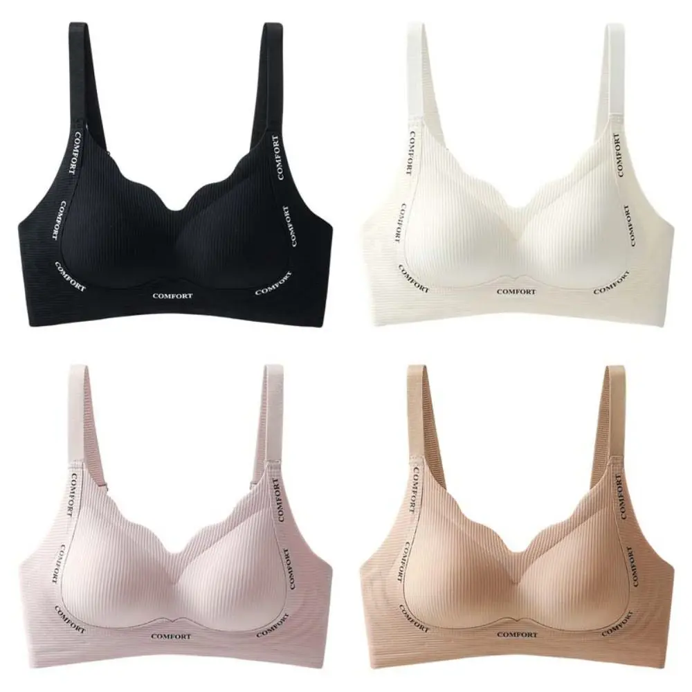 영어 레터 무선 딥 V 브라 밀착형 충격 방지 푸쉬업 속옷 란제리 처짐 방지 심리스 브라 러닝