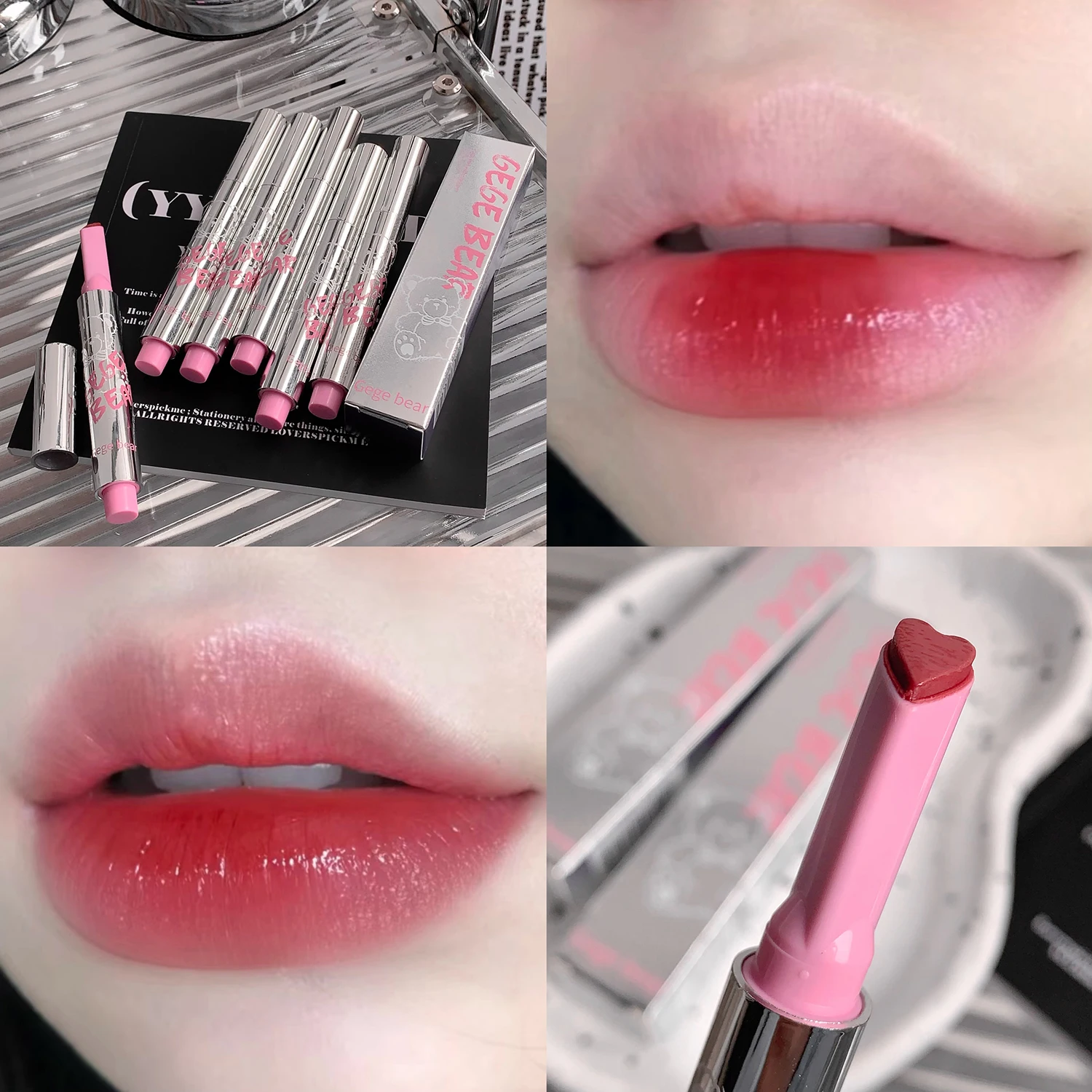 Gege Bear Translucent Crystal Jelly Lipstick Pen Moisturizing Water Light Mirror Solid Lip Jelly Whitening Lipstick