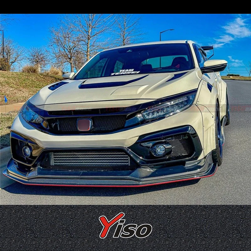 Suitable for TypeR Civic FK8 VAERIS V1 carbon fiber Front Spoiler Modified encirclement Aerodynamic kit FK8 VAERIS V1 Front Lip