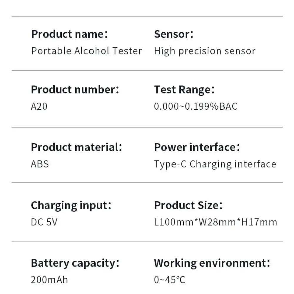 Probador de Alcohol Digital con pantalla LCD, Detector de Gas profesional, carga tipo C, alta precisión, alta calidad