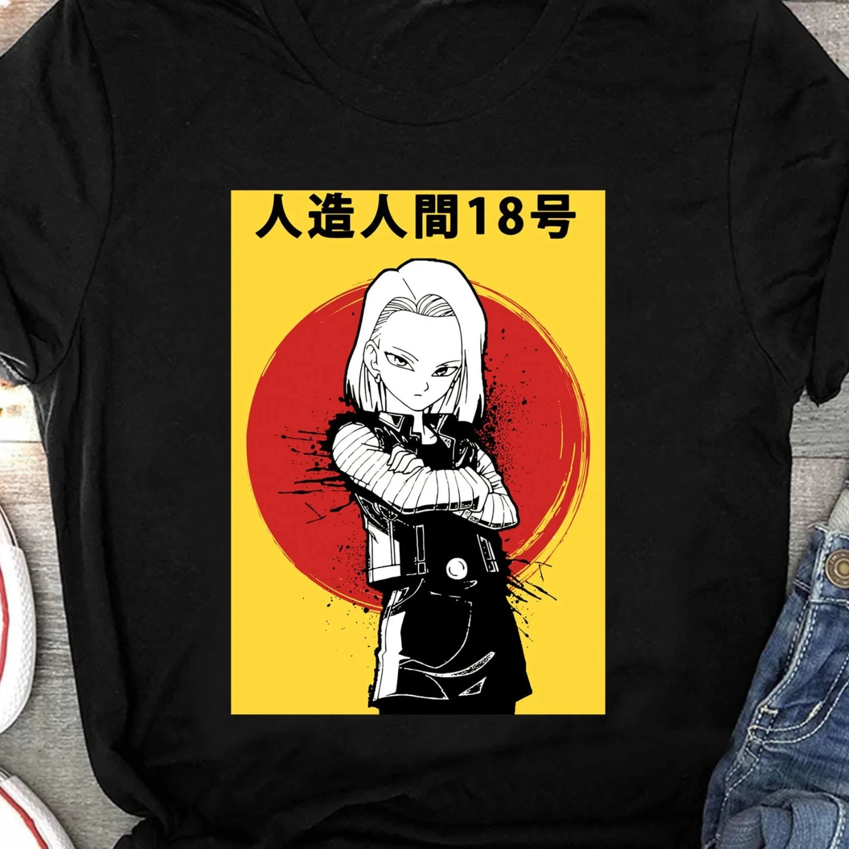2026 Sommer Dragon Ball Z Android 18 T-Shirt Herren 100% Baumwolle Vintage Oversized Anime-Charakter Streetwear Unisex Kinder Bequem