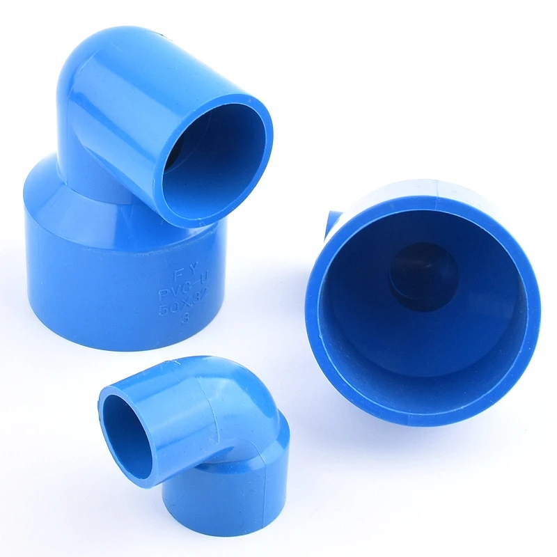 20~63mm Blue PVC Reducing Elbow Connector Garden Irrigation Water Pipe Reducing Joint Aquarium Aquaculture Water Piping Fittings