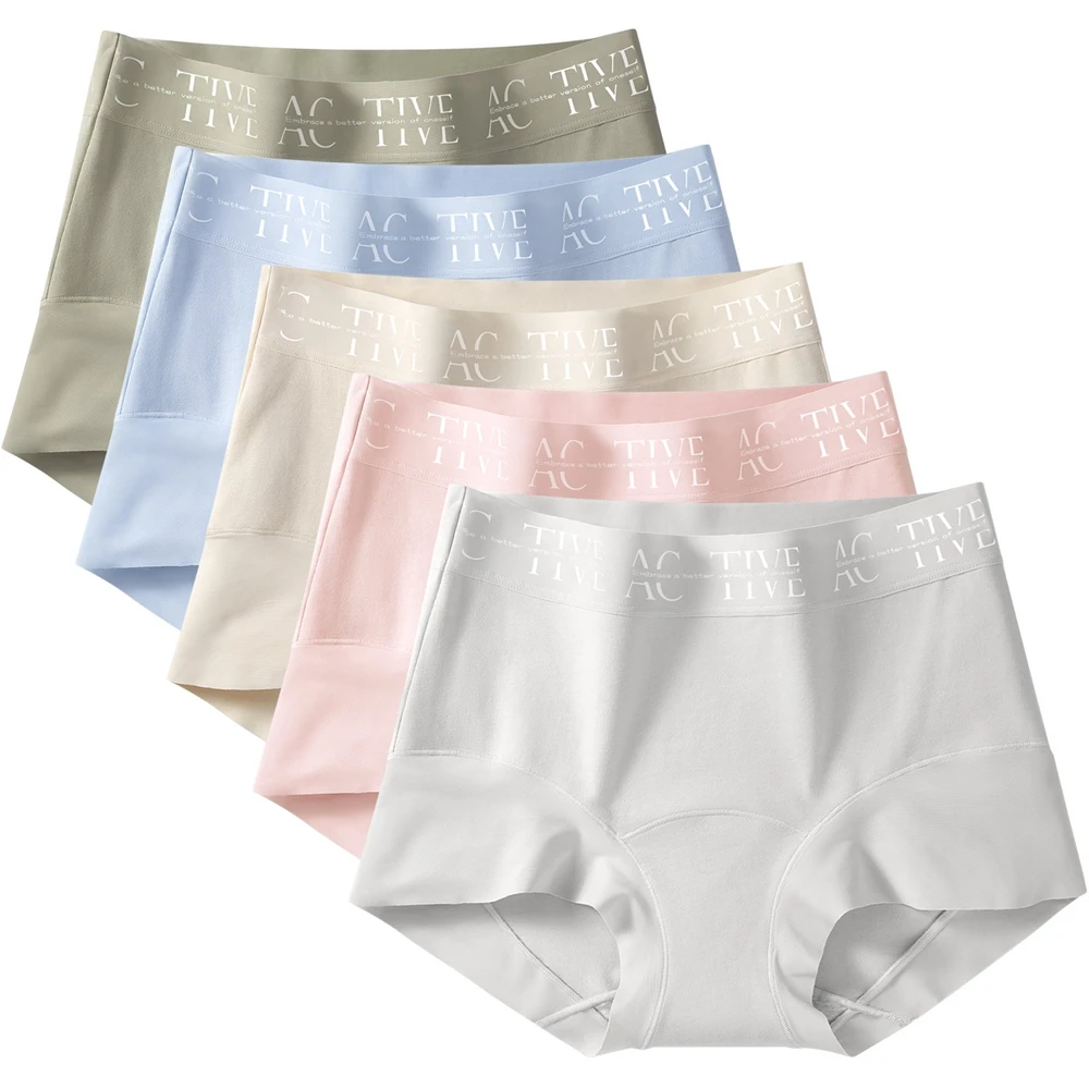 

5 шт. женские трусики со средней посадкой и полным покрытием, мягкое удобное нижнее белье, дышащие хлопковые трусы с удобными широкими эластичными краями
