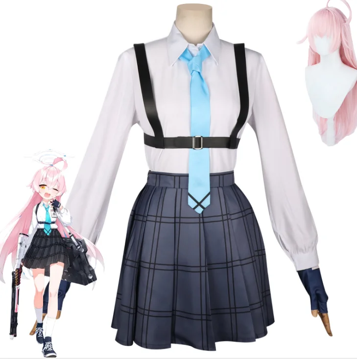 

Blue Archive Takanashi Hoshino Game Cosplay Costume Women JK School Uniforms Sailor Suit Wig Shoes Headwear Halo Halloween Party