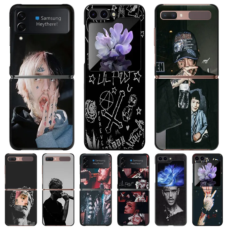 Anti-Drop Black Hard Phone Cases For Samsung Galaxy Z Flip5 5G Flip4 Flip3 zflip 5 4 3 Lil P-Peep Shell Cover Funda Coque Capa