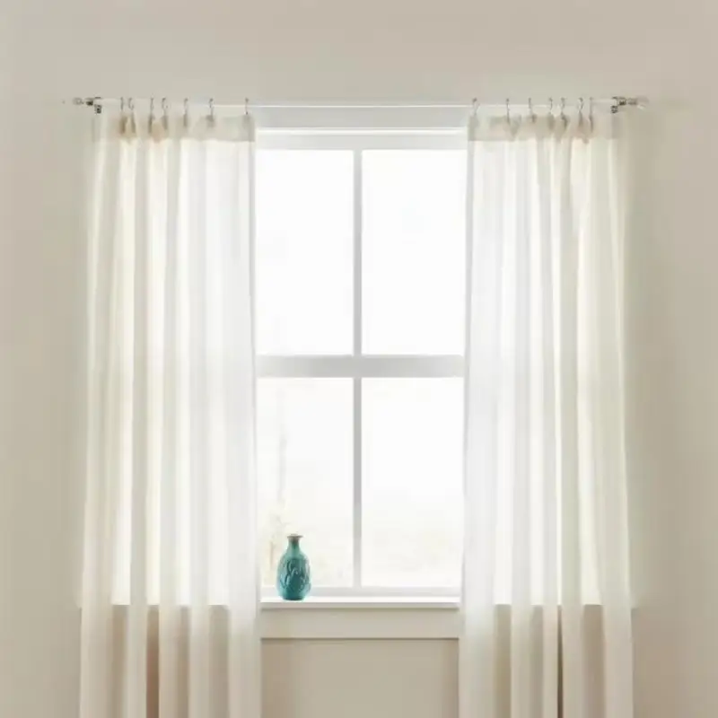 1Set Durable 2 Meters Curtain Spring Rope PVC Steel With Hooks Eyes White Window Curtain Track Wall Hanging Line